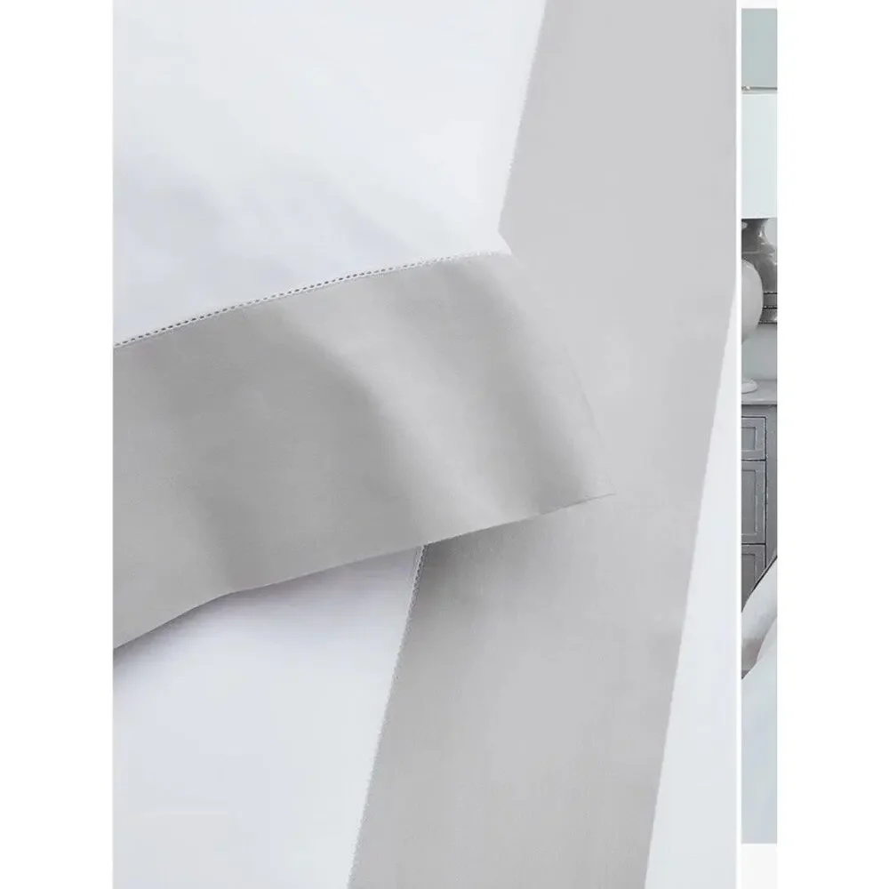 Boll & Branch Organic Cotton King Sheet Set White Pewter Trim NEW $378